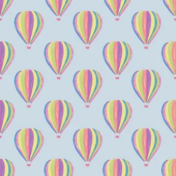 Seamless pattern hot air balloon risograph illustration Stock Illustration