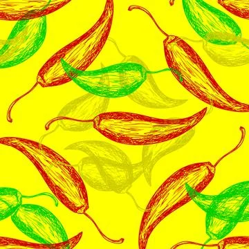 Seamless pattern with hot chilli pepper Stock Illustration