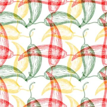 Seamless pattern with hot chilli pepper Stock Illustration