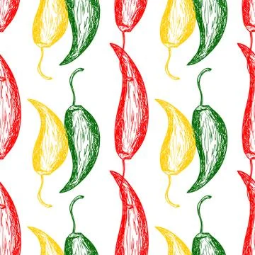 Seamless pattern with hot chilli pepper Stock Illustration