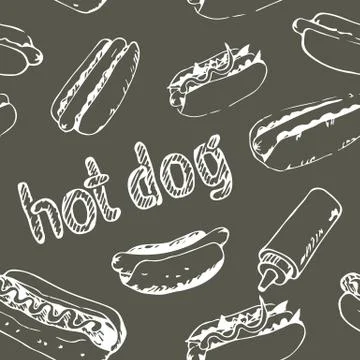 Seamless Pattern with Hot Dogs Stock Illustration