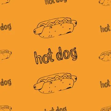 Seamless Pattern with Hot Dogs Stock Illustration