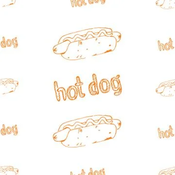Seamless Pattern with Hot Dogs Stock Illustration