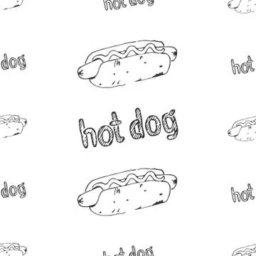 Seamless Pattern with Hot Dogs Stock Illustration