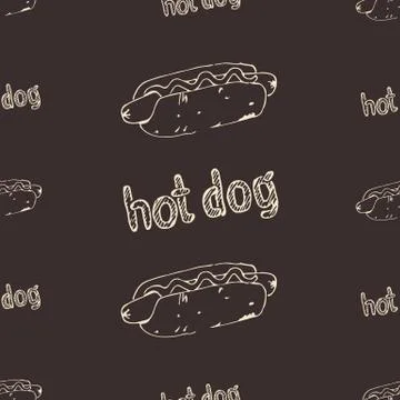 Seamless Pattern with Hot Dogs Stock Illustration