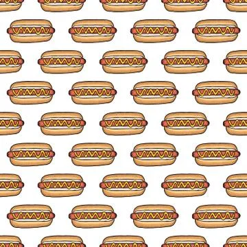 Seamless pattern of hot dogs Stock Illustration