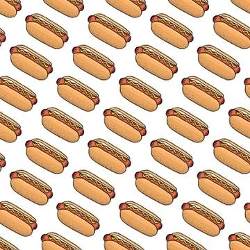 Seamless pattern of hot dogs Illustrazione stock