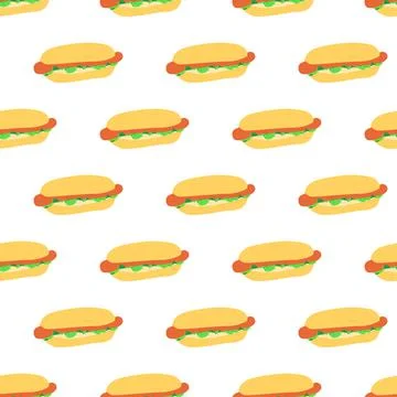 Seamless pattern with hot dogs Stock Illustration