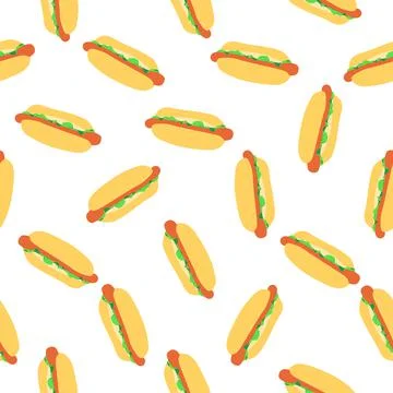 Seamless pattern with hot dogs Stock Illustration