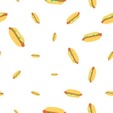 Seamless pattern with hot dogs Stock Illustration