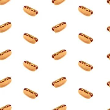 Seamless pattern with hot dogs on white background Stock Illustration