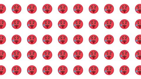 Seamless Pattern of Hot Exhausted Red Emoticons with Sweat and Tongue Out o.. Stock Illustration