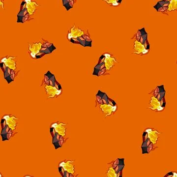 Seamless pattern hot fire charcoal cartoon vector Stock Illustration