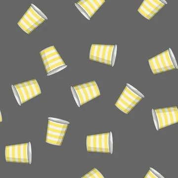 Seamless pattern hot paper cup cartoon vector Stock Illustration