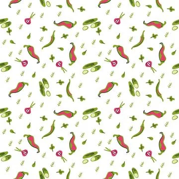 Seamless pattern hot peppers, onions Stockillustratie