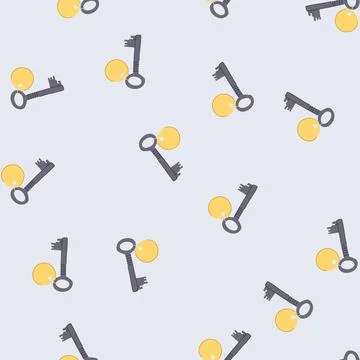 Seamless pattern hotel room key with a blank customizable tag イラスト素材