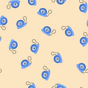 Seamless pattern hotline telephone retro cartoon vector Stock Illustration