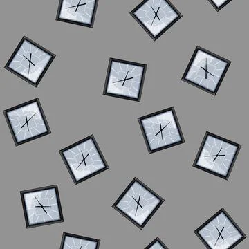Seamless pattern hour wall clock cartoon vector Stock Illustration