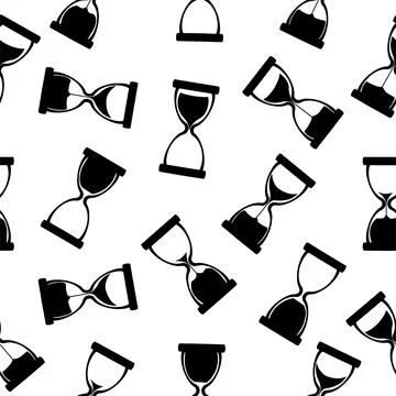 Seamless pattern of hourglass icons. Vector illustration on a white background Stock Illustration