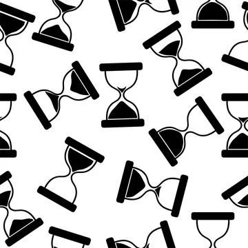 Seamless pattern of hourglass icons. Vector illustration on a white background Stock Illustration