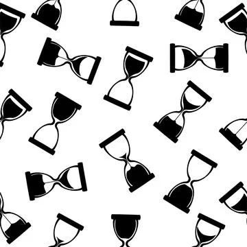 Seamless pattern of hourglass icons. Vector illustration on a white background Stock Illustration