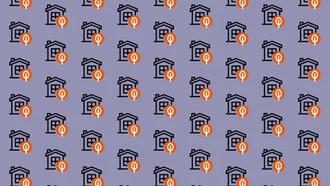 Seamless Pattern of House Icons with Location Pins. Video stock 325386289