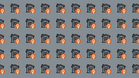 Seamless Pattern of House Icons with Location Pins. Stock Footage 325386322