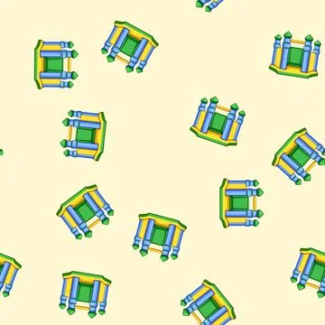 Seamless pattern house inflatable castle cartoon vector Stock Illustration