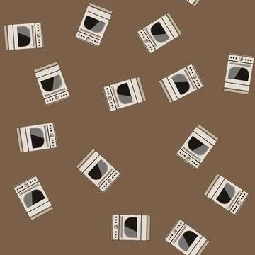 Seamless pattern house kitchen stove cartoon vector Stock Illustration