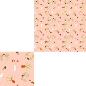 Seamless pattern of house plants on a pink background with pattern unit. Stock Illustration