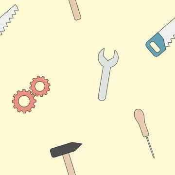 Seamless pattern with house repair work tools , screwdriver, hammer, wrench Stockillustratie