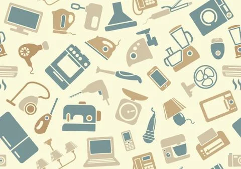 Seamless pattern of household appliances 스톡 일러스트