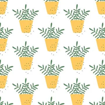 Seamless pattern with houseplant. Stock Illustration
