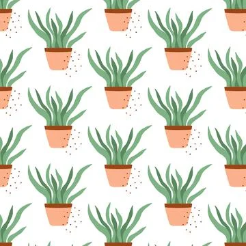 Seamless pattern with houseplant. Stock Illustration