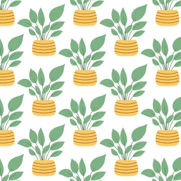 Seamless pattern with houseplant. Stock Illustration