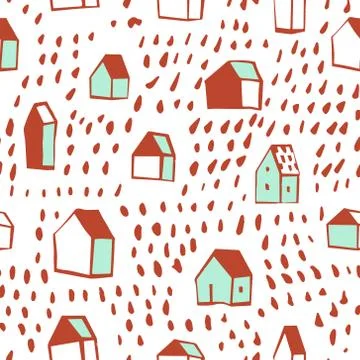 Seamless pattern, houses Stock Illustration