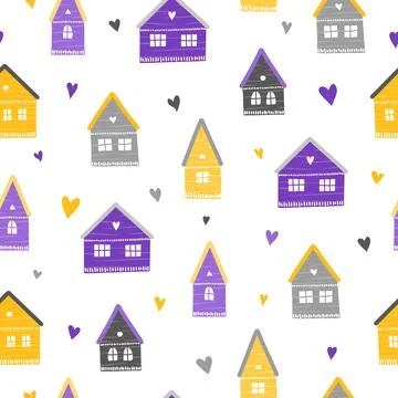 Seamless pattern with houses. Stock Illustration