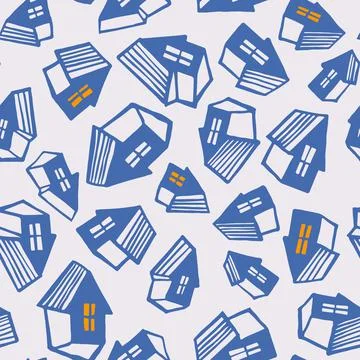 Seamless pattern houses isometry linear Stockillustratie