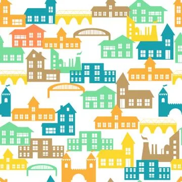 Seamless pattern with houses. Vector illustration Illustrazione stock