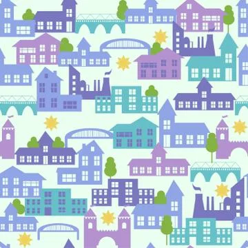 Seamless pattern with houses. Vector illustration Illustrazione stock