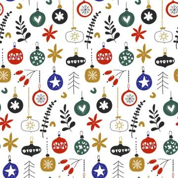 Seamless pattern with hristmas balls - vector illustration. New Year pattern Stock Illustration