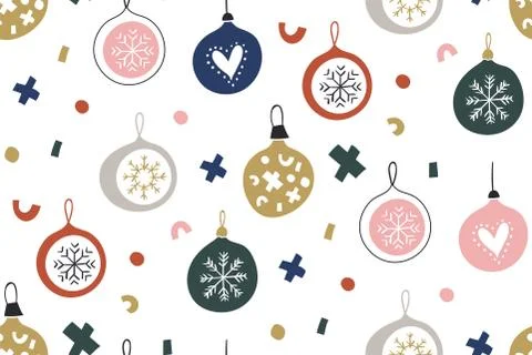 Seamless pattern with hristmas balls - vector illustration. Christmas pattern in Stock Illustration