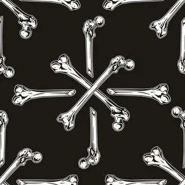 Seamless pattern with human bones. Helloween vector illustration, background Stock Illustration