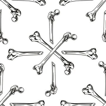 Seamless pattern with human bones. Helloween vector illustration, background Stock Illustration