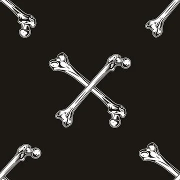 Seamless pattern with human bones. Helloween vector illustration, background Stock Illustration