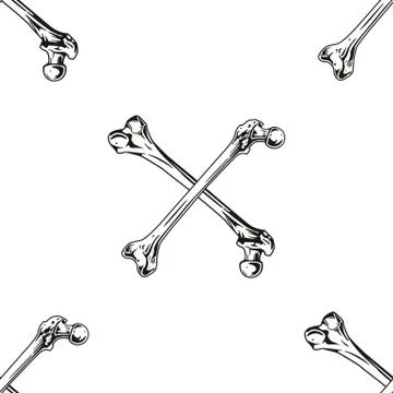 Seamless pattern with human bones. Helloween vector illustration, background Stock Illustration