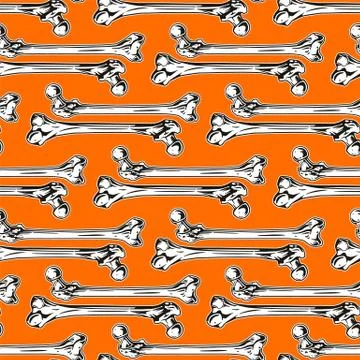 Seamless pattern with human bones. Helloween vector illustration, background Stock Illustration