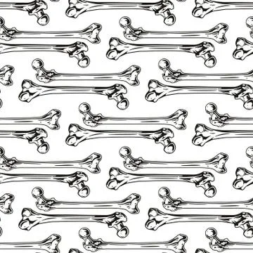 Seamless pattern with human bones. Helloween vector illustration, background Stock Illustration