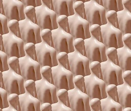 Seamless pattern of human clones. 3d illustration. Stock Photos