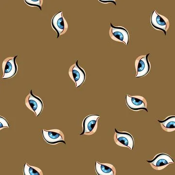 Seamless pattern human eye cartoon vector Stock Illustration